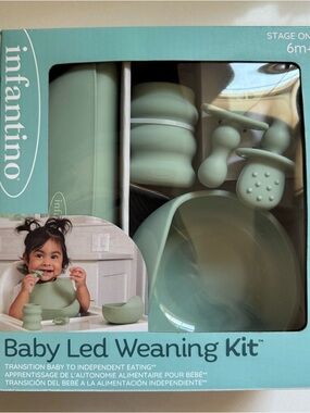 Infantino Silicone Baby Feeding Set - Sage